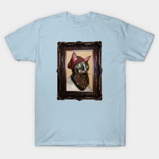 Hipster Cat with Beanie in Ornate Frame T-Shirt